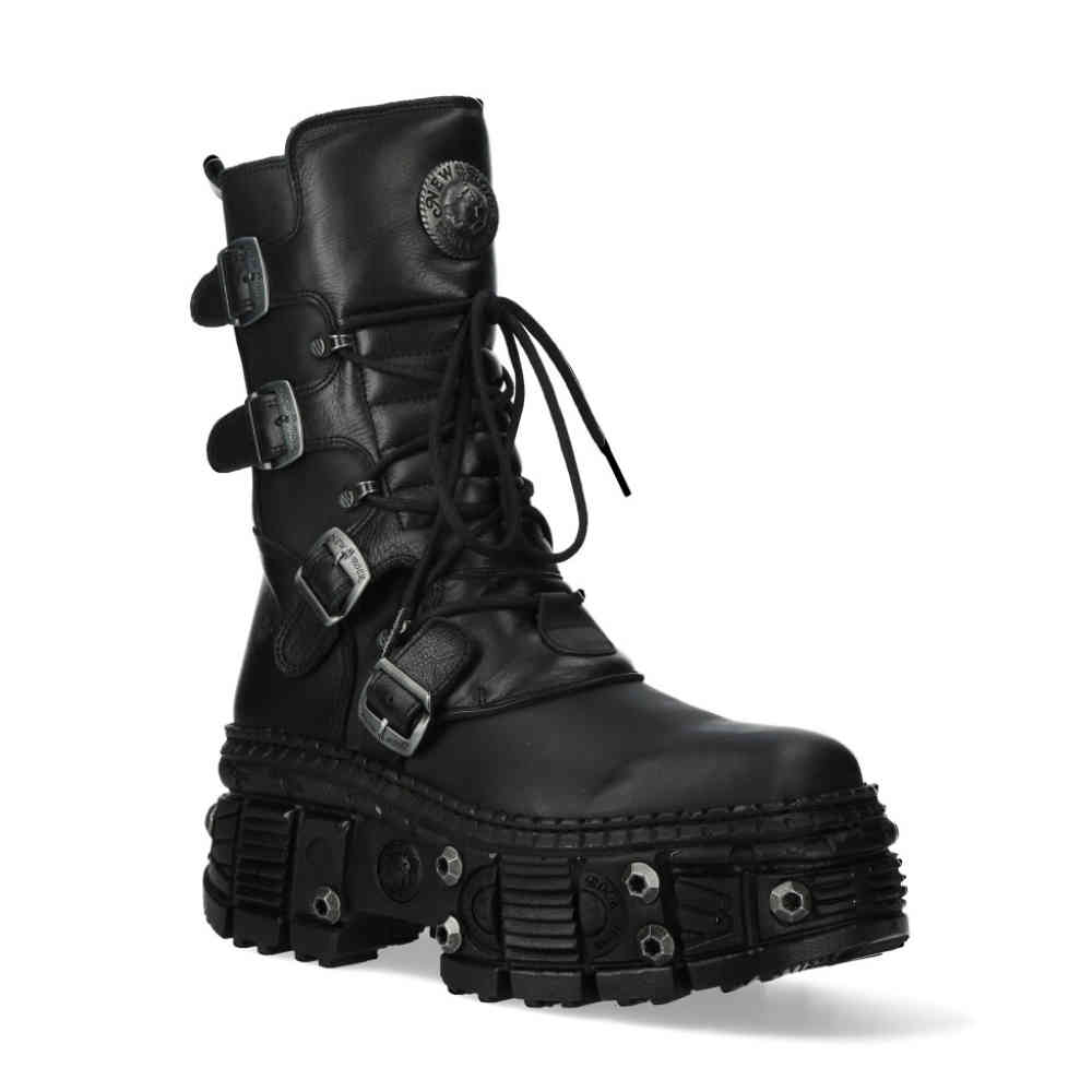 New Rock - M-WALL373-S11 Bottes de plate-forme - Noir